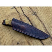 Nóż myśliwski z damastu i zęba mamuta – Unikat | Żywioły Craft