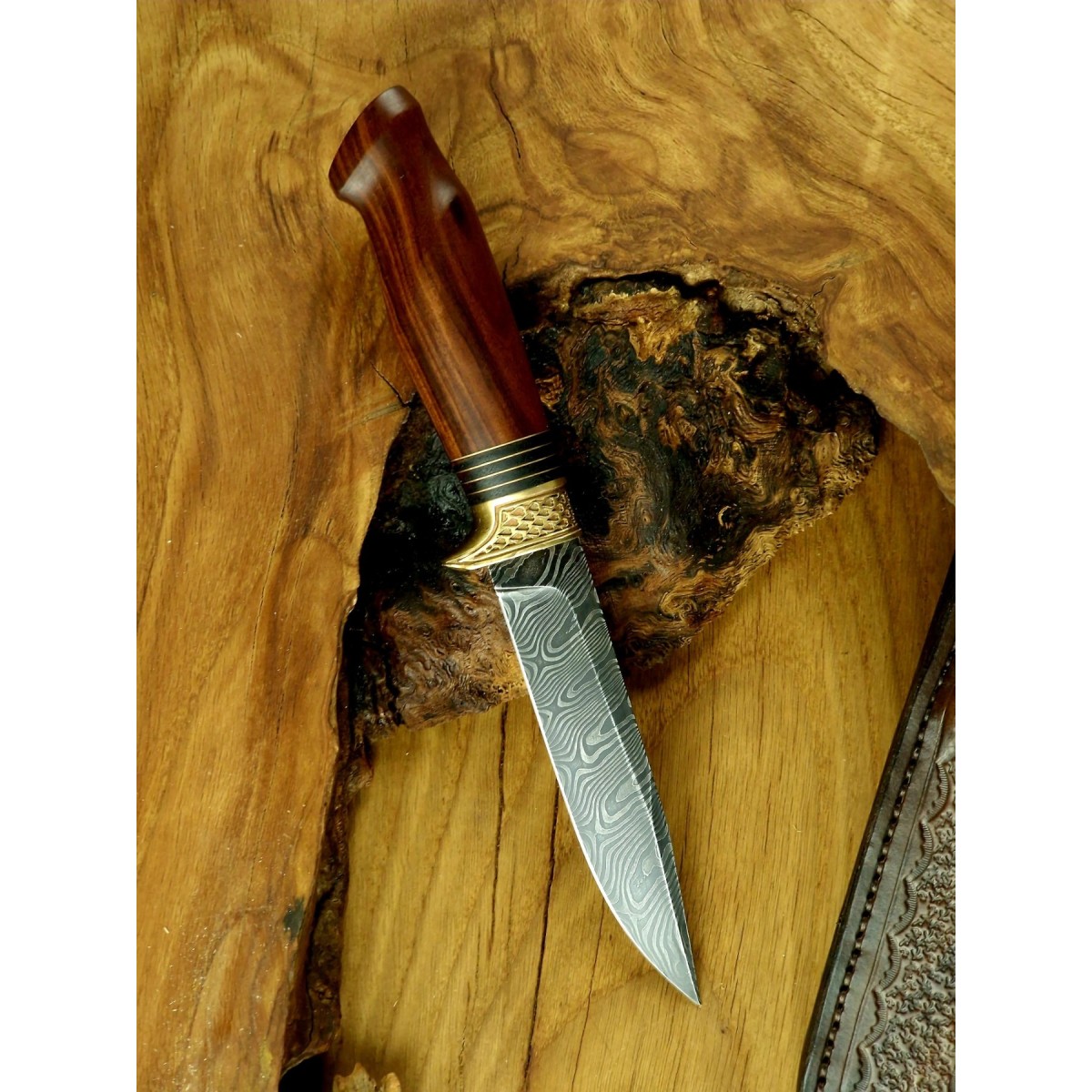 Nóż myśliwski damast NMV/15N20 palisander | Żywioły Craft