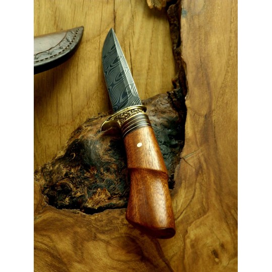 Nóż myśliwski damast NMV/15N20 Sapeli | Żywioły Craft