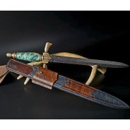 Sztylet z damastu 465 mm – ręcznie kuty | Żywioły Craft