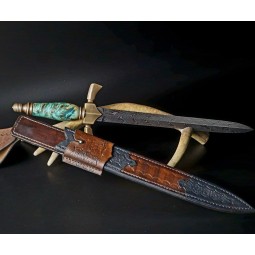 Sztylet z damastu 465 mm – ręcznie kuty | Żywioły Craft