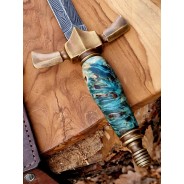 Sztylet z damastu 465 mm – ręcznie kuty | Żywioły Craft
