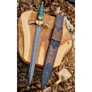 Sztylet z damastu 465 mm – ręcznie kuty | Żywioły Craft